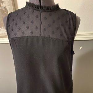 NEW. Black dressy tank top w polka dot lace top